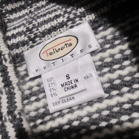 TALBOTS Merino/Angora Striped Cropped Cardigan SP - Picture 4 of 8